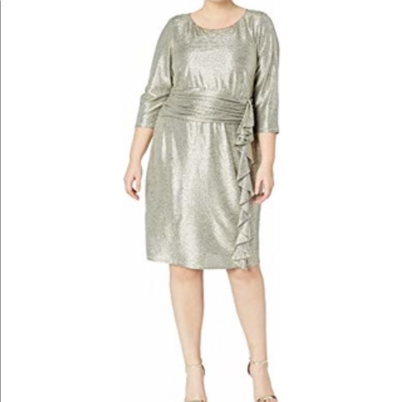 Jessica Howard | Dresses | Nwt Jessica Howard Gold Metallic Dress 22w 24w |  Poshmark